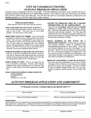 City of Camarillo Auto Pay Program Application