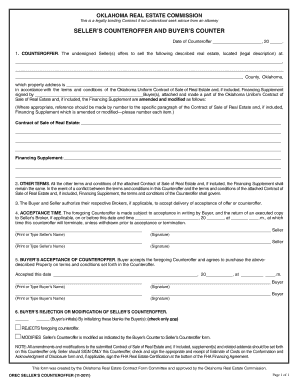 Oklahoma Real Estate Seller's Counteroffer Form