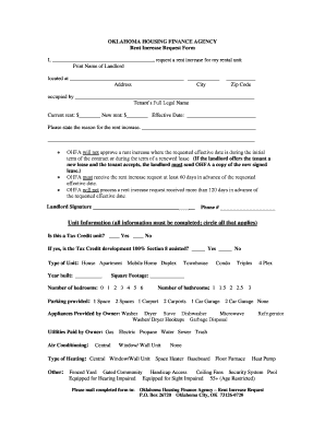Oklahoma Rent Increase Request Form