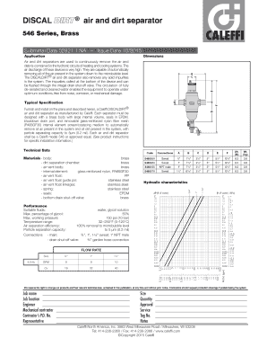 DISCALDIRT Air and Dirt Separator Technical Specifications