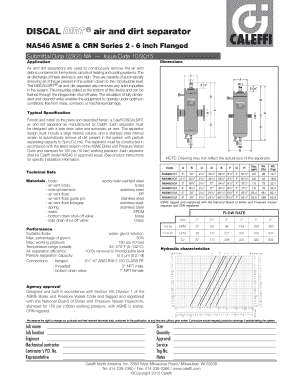 DISCALDIRT Air and Dirt Separator Submittal Data