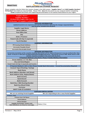 Supplier Master Change Request Form