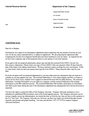 IRS Tax Discrepancy Adjustment Notice