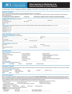 American Association for Cancer Research Membership Application