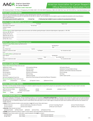 American Association for Cancer Research Membership Application Form