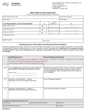 Spring Qualifying Events Enrollment Form for International Students