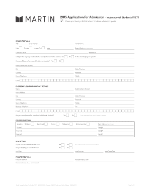 Application for Admission – International Students (VET)