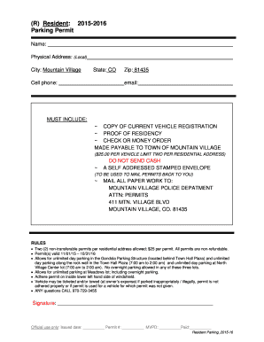 Mountain Village Resident Parking Permit