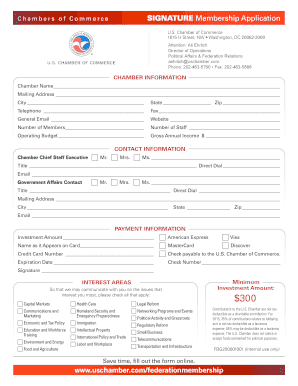 US Chamber of Commerce Signature Membership Application