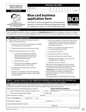 Queensland Blue Card Business Application Form