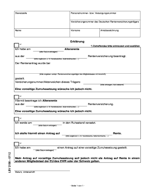 EU Rentenanspruchsformular