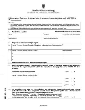 Erklärung zum Zuschuss für den privaten Krankenversicherungsbeitrag