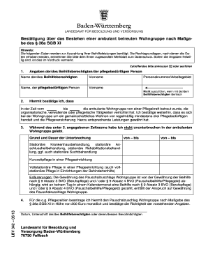 Bestätigung über das Bestehen einer ambulant betreuten Wohngruppe