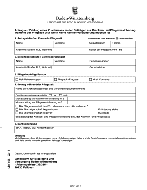 Antrag auf Zahlung eines Zuschusses zu den Beiträgen zur Kranken- und Pflegeversicherung