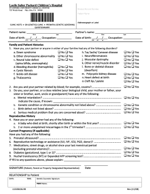 Prenatal Genetic Screening Questionnaire