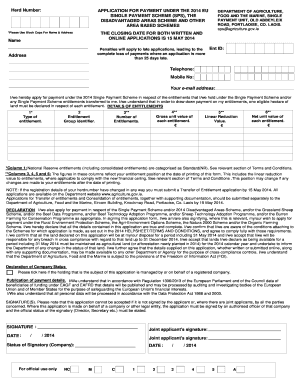 2014 EU Single Payment Scheme Application