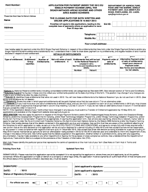 2013 EU Single Payment Scheme Application