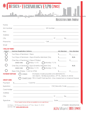 AIA Miami Design+Technology Exposition Registration Form