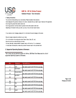 USP NF Online Product Validation Protocol