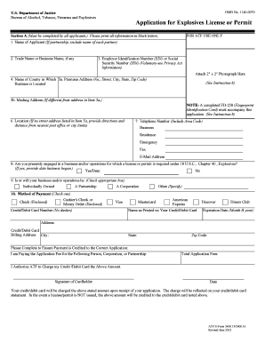 ATF Application for Explosives License or Permit