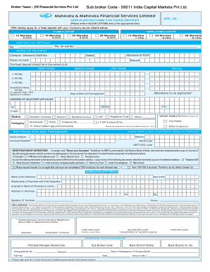 Fixed Deposit Application Form