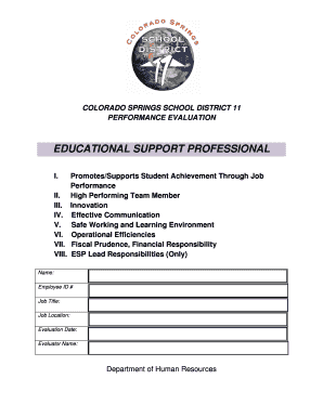 Self evaluation for performance review examples pdf - ESP Evaluation fill in b2012b 2013 - Colorado Springs School District 11 - d11