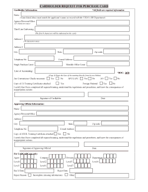 USDA Purchase Card Request Form