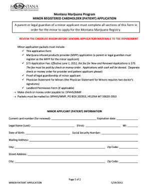 Montana Minor Marijuana Patient Application