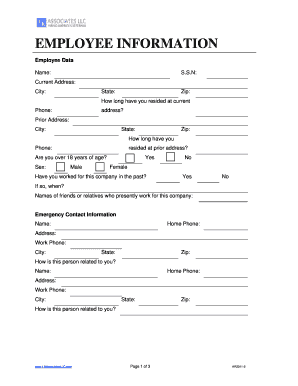 Employee Information Form HR2011-2