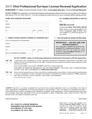 2011 Ohio Professional Surveyor License Renewal Application