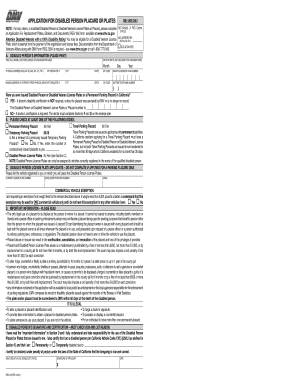 California Disabled Person Placard or Plates Application