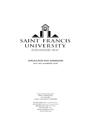 Saint Francis University Admission Application