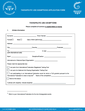 Therapeutic Use Exemption Application Form
