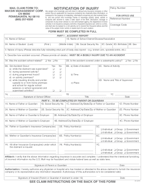 Notification of Injury Form