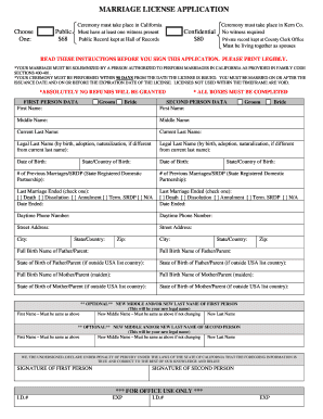 California Marriage License Application