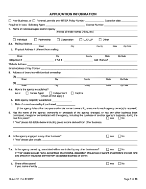 Life and Health Insurance Agents and Brokers Errors and Omissions Application