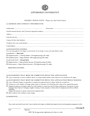 Degree Application Form