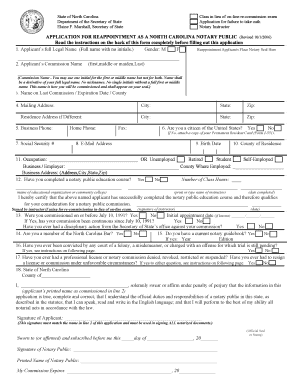 North Carolina Notary Public Reappointment Application