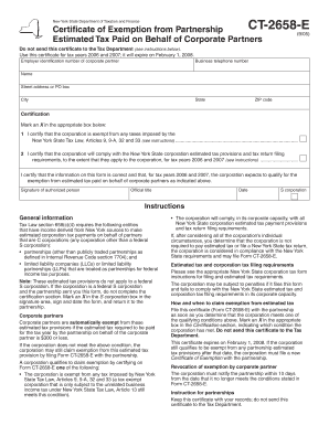 New York State Certificate of Exemption from Partnership