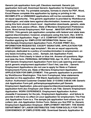 Generic Employment Application Form
