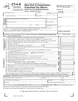New York S Corporation Franchise Tax Return