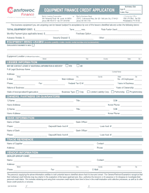 Equipment Finance Credit Application