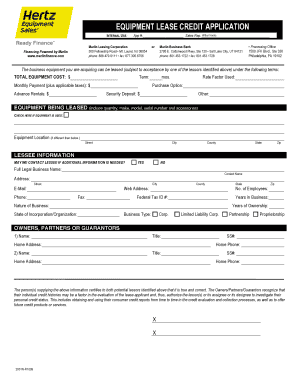 Equipment Lease Credit Application
