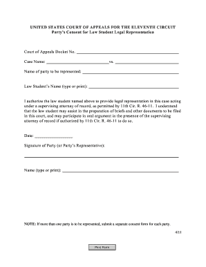 Party’s Consent for Law Student Legal Representation