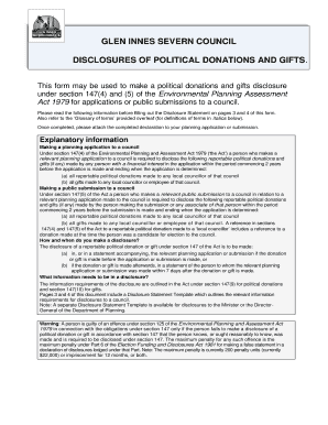 Political Donations and Gifts Disclosure Form
