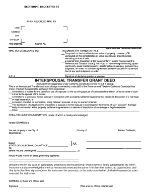 California Interspousal Transfer Grant Deed