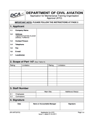 European Aviation Safety Agency. EASA Form 80 - Application for DOA