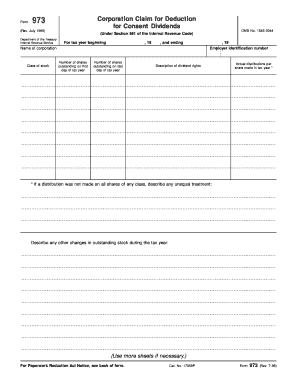 IRS Form 973 for Consent Dividends