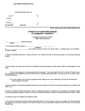 Affidavit of Surviving Spouse to Community Property