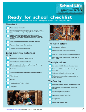 Ready for School Checklist
